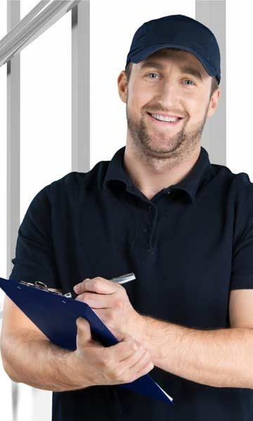 photo of a man in a hat holding a clipboard